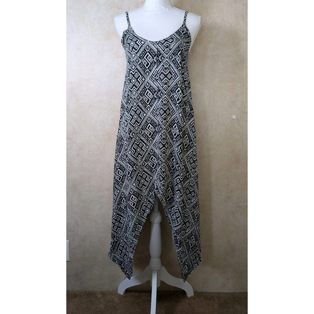 Rue21 Y2K Dress Womens S Black White Geometric Shark Bite Hem Spaghetti Strap - Picture 2 of 9